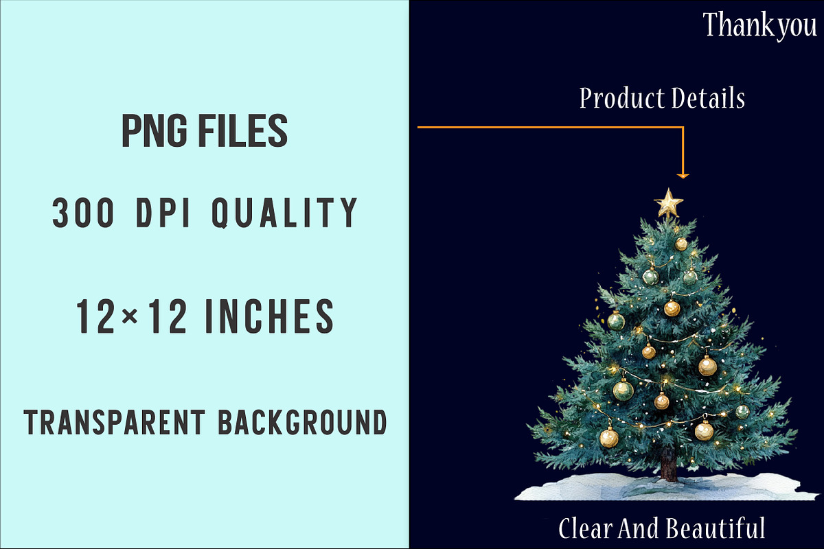 Whimsical Christmas Tree Clipart PNG, an Illustration by SinaCreation (Photo 6 of 7)