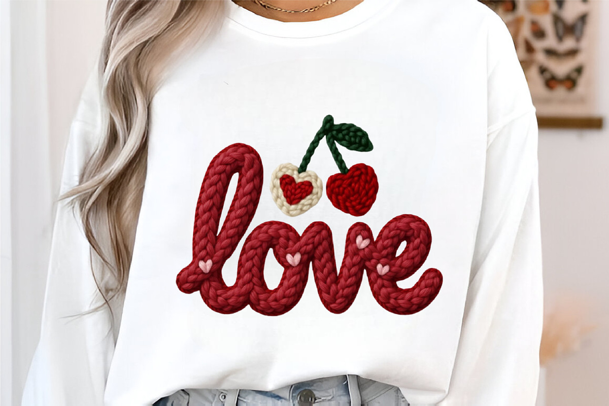 Faux Yarn LOVE Cherry Valentine PNG, an Illustration by designcity5 (Photo 4 of 8)