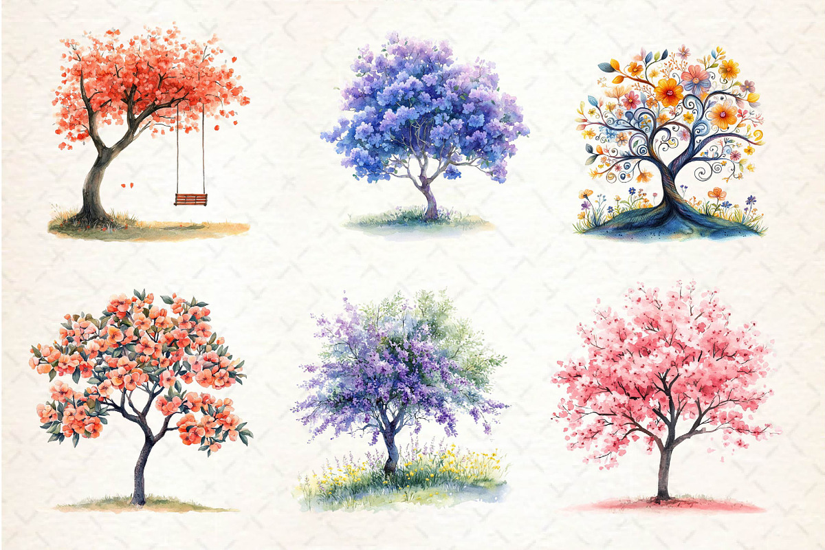 Pastel Spring Trees Clipart, an Illustration by Dream Creation (Photo 3 of 5)