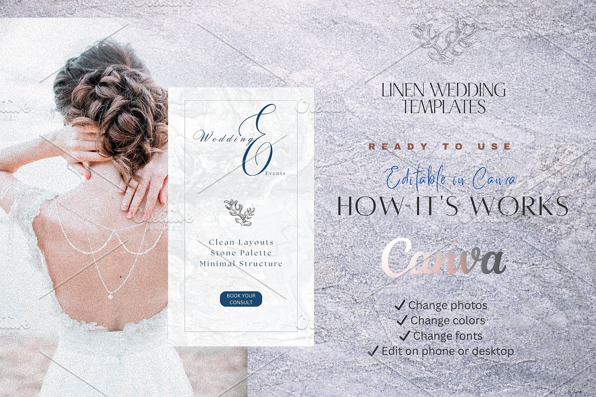 Stone Wedding Visual Kit. Canva., a Templates & Theme by Alisa Mikibith Art (Photo 6 of 6)