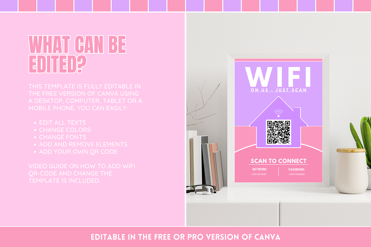WiFi QR Code Sign - Pastel, a Stationery Template by SunshineStudioBoutique (Photo 3 of 10)