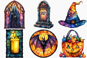 Halloween Stained Glass Clipart, an Illustration by Canvas Craft (Thumbnail 2 of 8)
