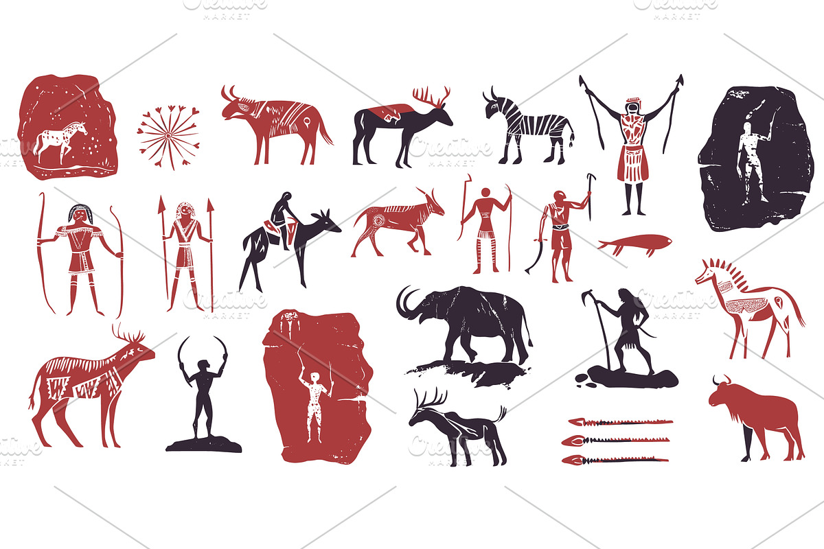 Cave painting. Ancient wall drawing, an Animal Illustration by Stock-Smart-Start