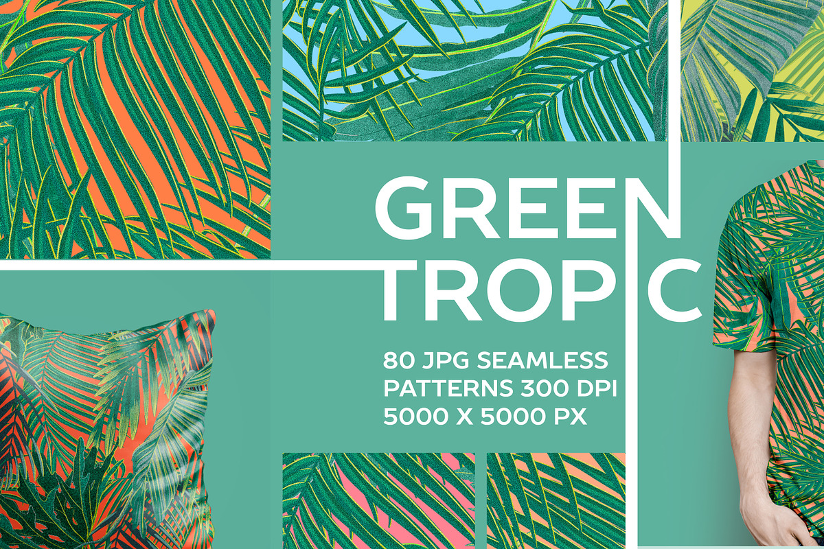 GREEN TROPIC seamless patterns, a Pattern Graphic by ANAKOTO (Photo 2 of 14)