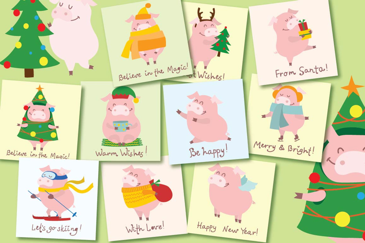 For one week only $5!!! PIG SET, an Animal Illustration by Virinaflora (Photo 2 of 4)