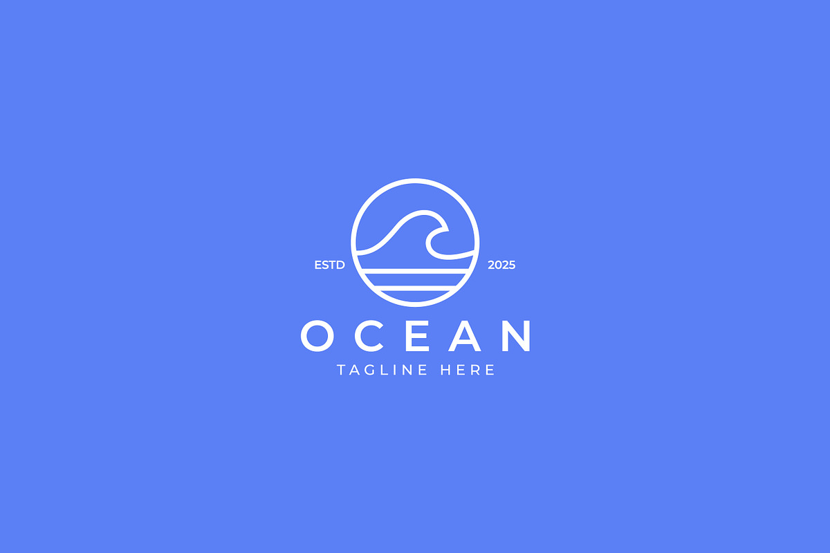 Minimalist Ocean Wave Logo Badge, a Branding & Logo Template by Signatoro (Photo 2 of 3)