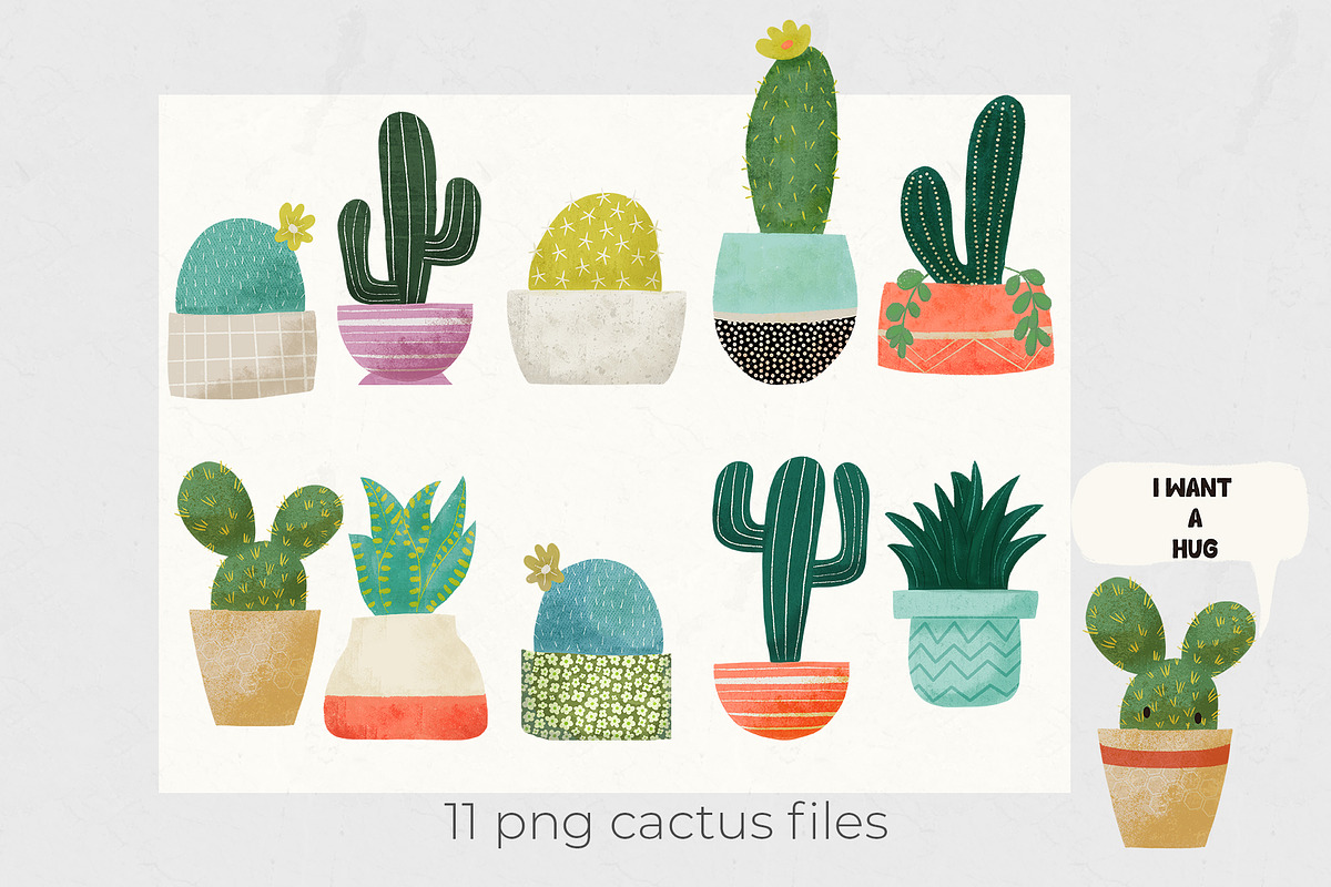 Cactus Garden Clipart Set, an Illustration by Bridgett Stahlman Design (Photo 2 of 10)