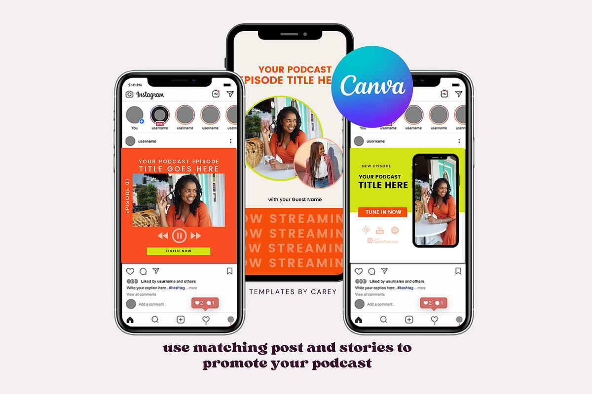 45-Pack Instagram Podcast Promo Kit, a Social Media Template by Templates by Carey (Photo 4 of 9)