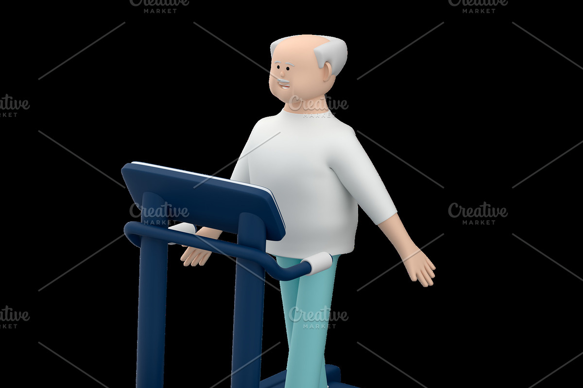 Senior man character walking, a Sport Illustration by Artem Varnitsin