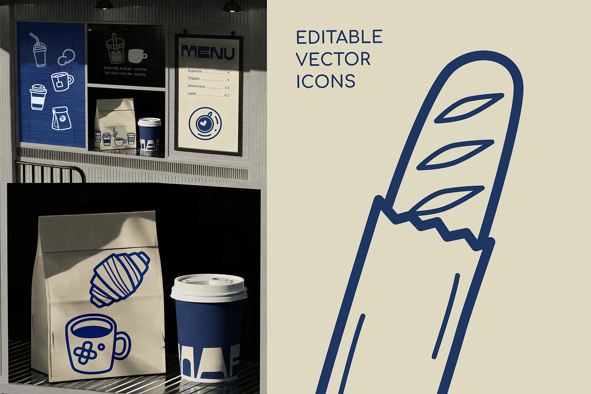 70+ Minimal Coffee Shop Line Icons, a Food Illustration by Chaka_32 (Photo 2 of 8)