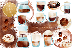 Coffee In A Glass Clipart Set