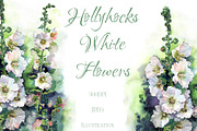 SALE! Watercolor Hollyhocks flowers, a Decorative Illustration by MaryAmi (Thumbnail 1 of 3)