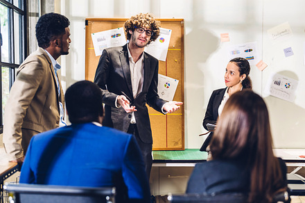 Group of professional business meeting and discussing strategy w, a Person Photo by Art_Photo