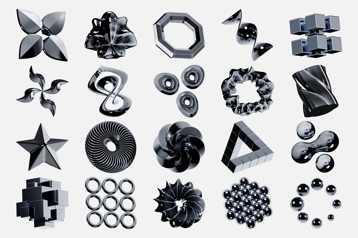 Abstract Chrome 3D Icon Set, an Object 3D Model by Eklip Studio (Photo 4 of 6)