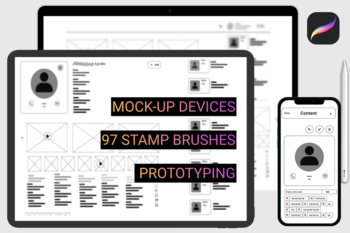 UI KIT Prototyping Procreate, a Brush Add-On by Graphics Resources (Photo 6 of 6)