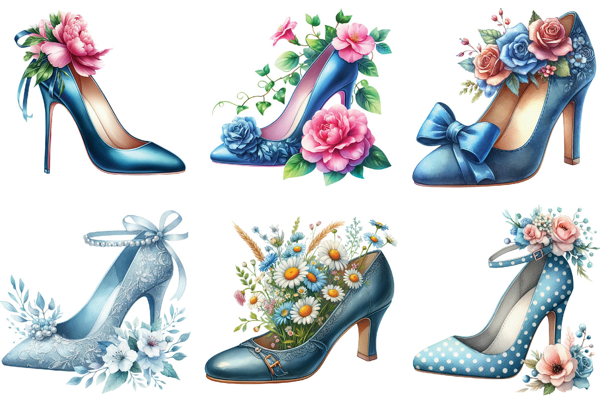Blue High Heels with Beautiful Flowe, an Illustration by DreamArtGraphic (Photo 2 of 5)