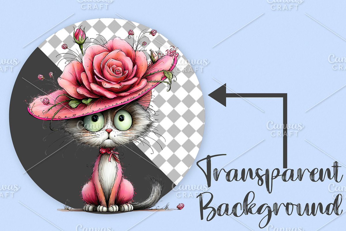 Whimsical Spring Cat Clipart Bundle, an Illustration by Canvas Craft (Photo 2 of 7)