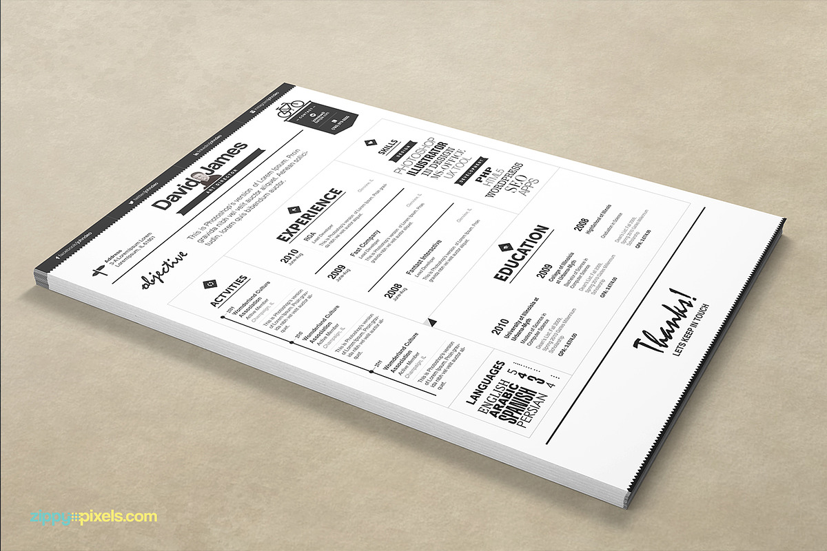 Resume & Cover Letter Template Set, a Resume Template by ZippyPixels (Photo 6 of 6)