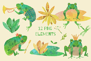 Cute Frogs Patterns Watercolor