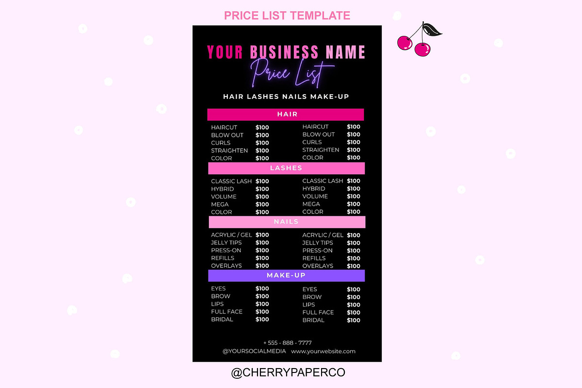 Price List Flyer, Canva Template, a Social Media Template by Cherry Paper Co (Photo 3 of 3)