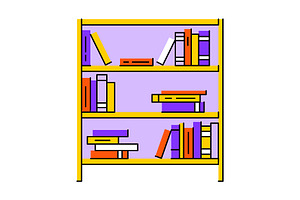 Illustrations of bookshelf., an Education Illustration by incomible