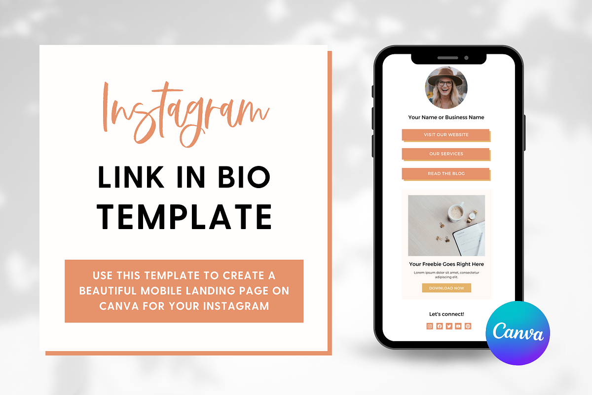 Instagram Link In Bio Canva Template, a Landing Page Template by The Template Lounge (Photo 1 of 5)