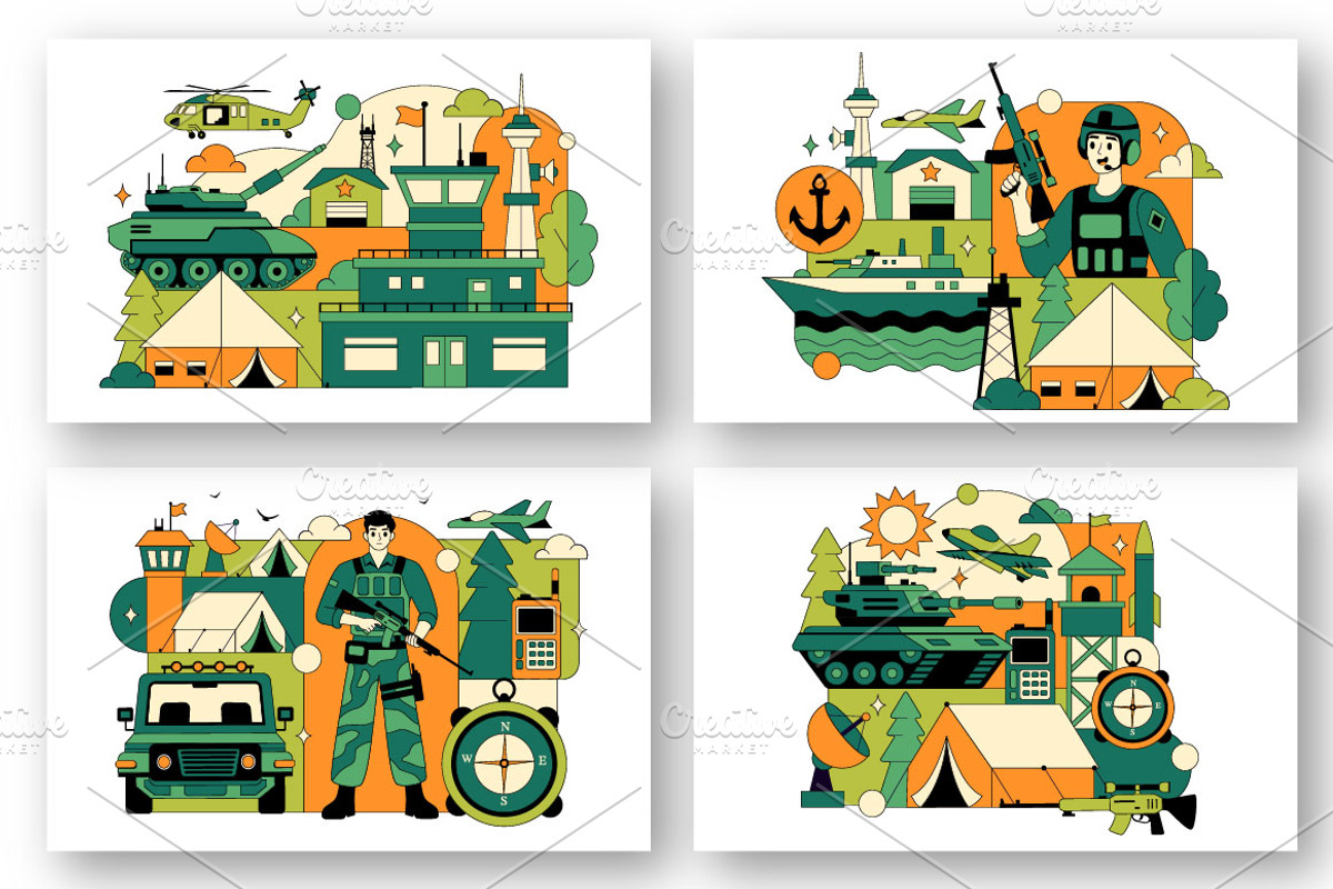 10 Military Army Forces Illustration, a Person Illustration by denayunebgt (Photo 3 of 4)