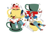 Coffee Person Doodle Illustration, a Person Illustration by SLAB! Design (Thumbnail 2 of 3)