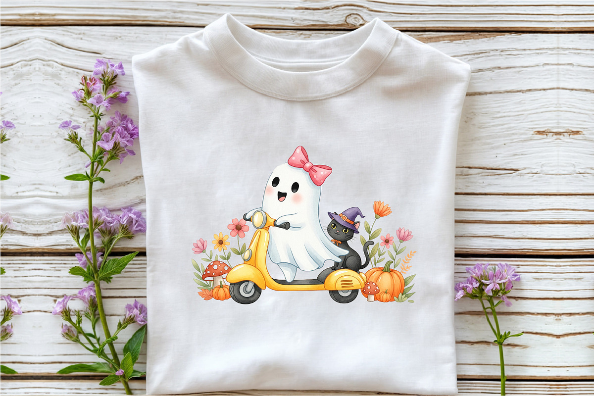 Halloween Fall Cute Ghost Cat Autumn, an Illustration by DreamArtGraphic (Photo 3 of 4)