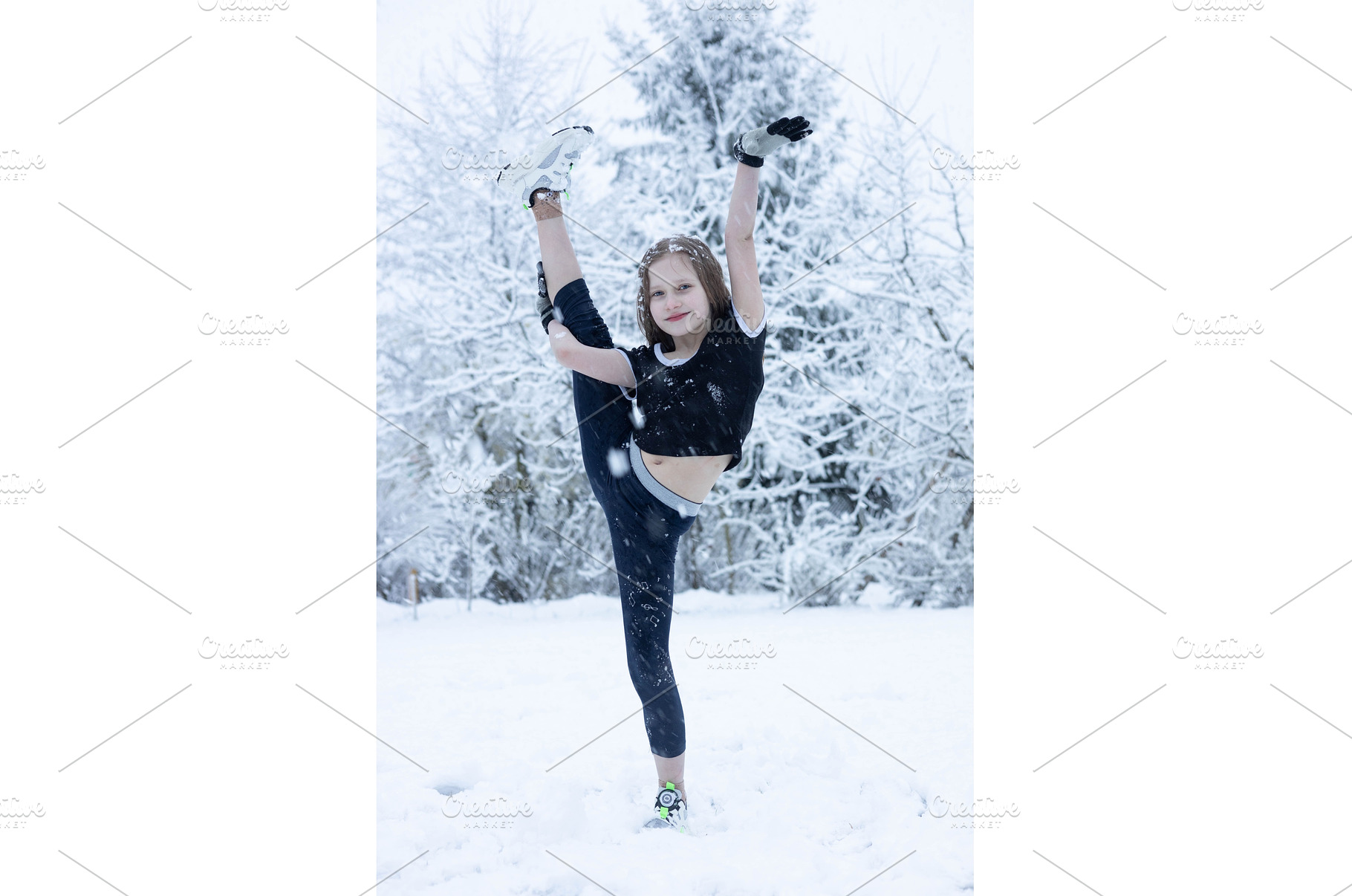 Beautiful young girl doing exercises, a Sports & Recreation Photo by Nenahliadava Design