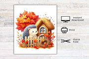 Autumn Hedgehog with House Clipart, a Seasonal Illustration by Canvas Craft (Thumbnail 7 of 7)
