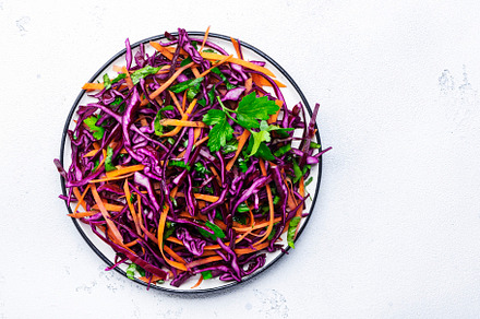 Autumn vitamin salad with red cabbage, carrot, parsley and olive, a Food & Drink Photo by 5PH