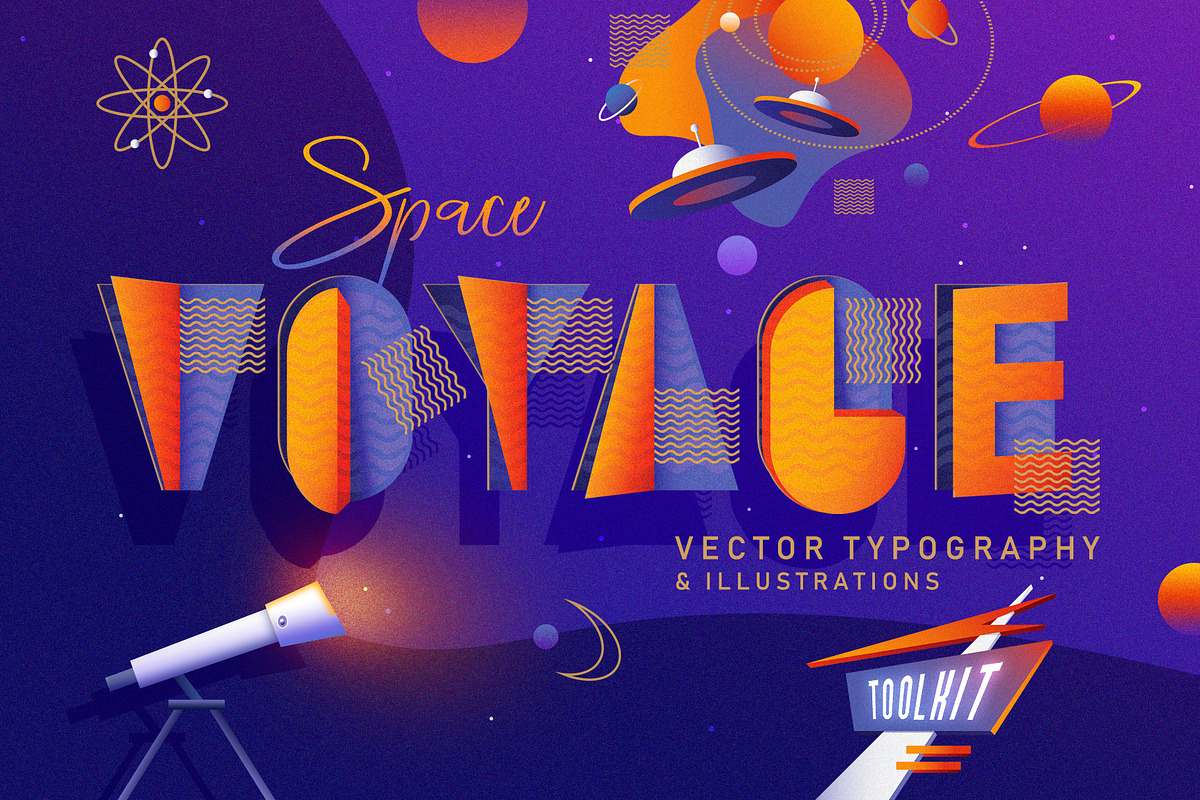 Space Voyage - Retro Design Toolkit, an Object Illustration by Polar Vectors (Photo 1 of 23)