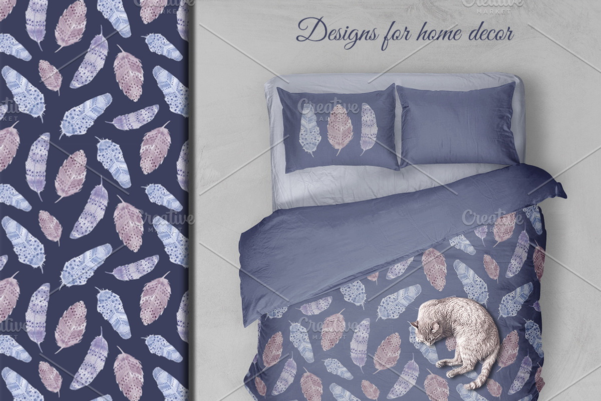 Watercolor feathers Boho, an Illustration by BrushArtDesigns (Photo 5 of 6)