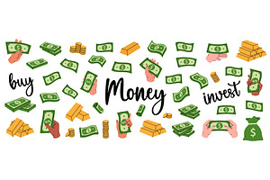 Dollar banknotes set. Flying cash, a Finance Illustration by GraphiShop
