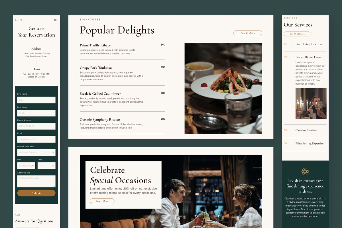 LuxDin - Restaurant Website Framer, a Websites & App Template by peterdraw (Photo 7 of 7)