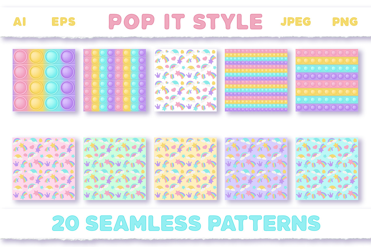 Pop it Fidget Toy Pastel Pattern set, a Pattern Graphic by VectoriyA (Photo 2 of 8)