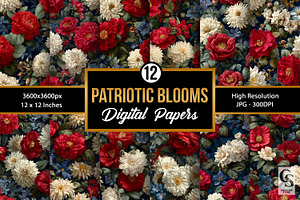 Patriotic American Floral Pattern, a Pattern Graphic by Creative Store