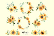 Sunflowers Watercolor Collection, a Decorative Illustration by Slastick (Thumbnail 3 of 8)
