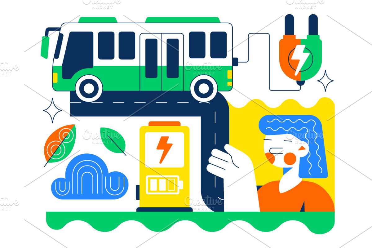 10 Electric Bus Transportation, a Transportation Illustration by denayunebgt (Photo 4 of 4)