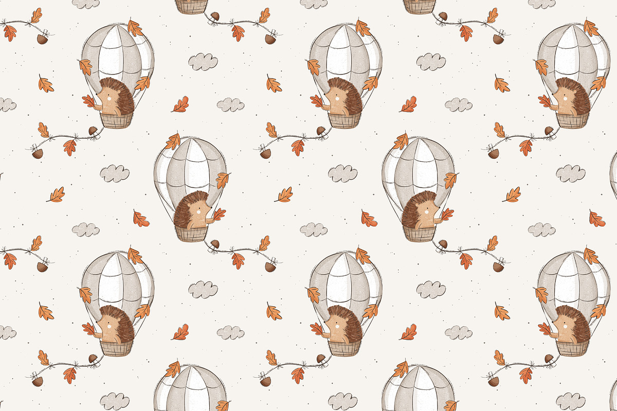 Hedgehog and air balloon, a Pattern Graphic by Olena Kuznietsova (Photo 9 of 10)