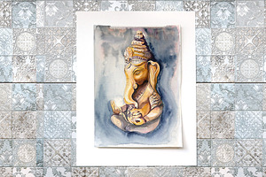 Yoga print Ganesha watercolor