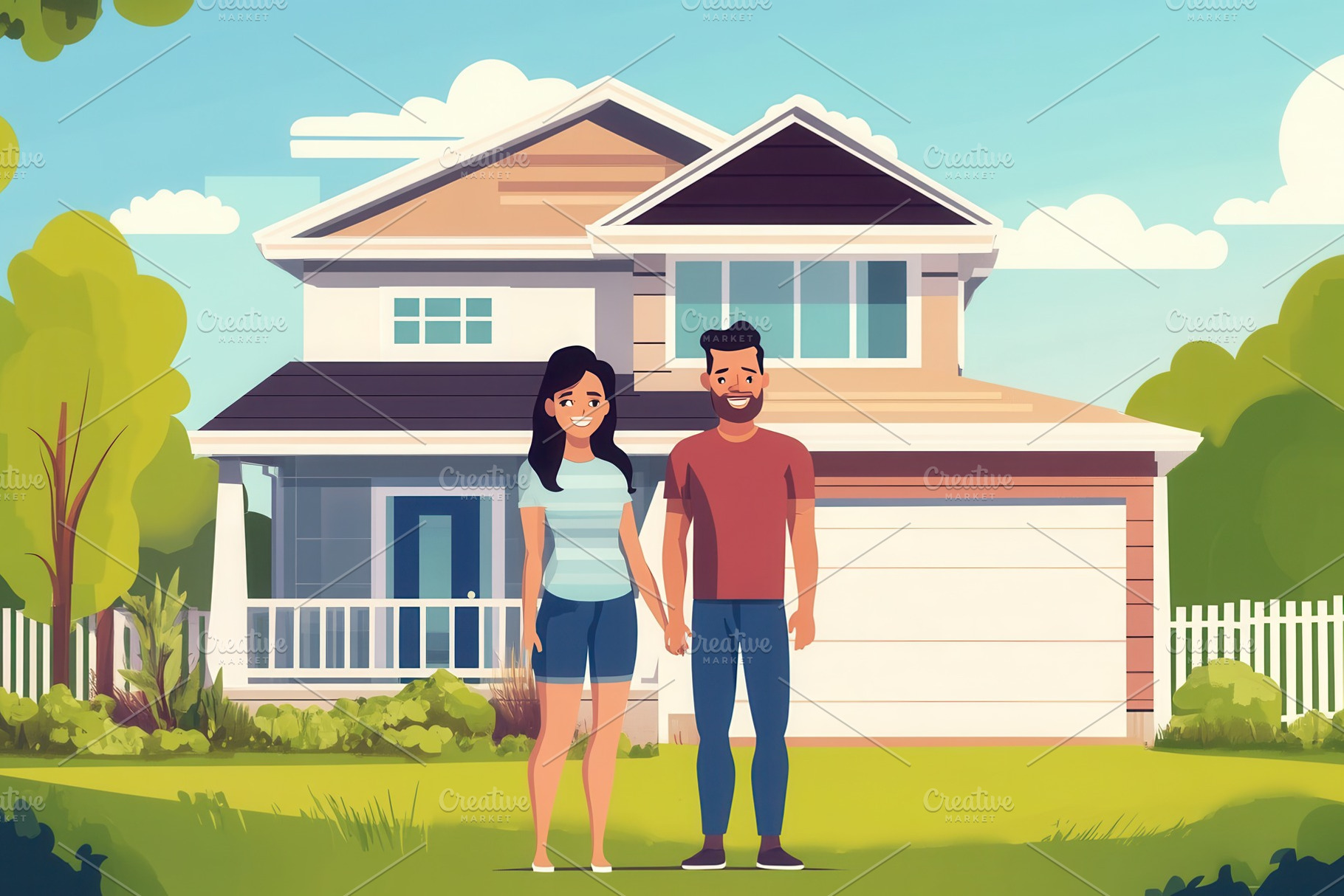 Couple smiles at dream home, a Photo by Pavel_design