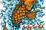 Lucky Koi Fish Vector Illustration, an Illustration by RalucaGheorghe (Thumbnail 1 of 3)