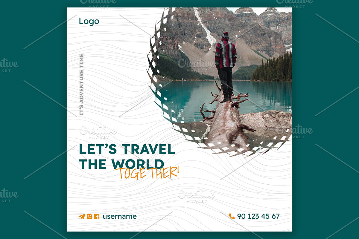 Travel social media template, a Social Media Template by Ravshanov Studio