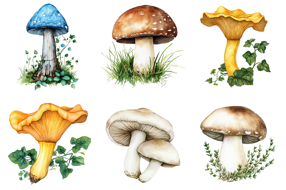 Rustic Spring Mushrooms Clipart, an Illustration by SinaCreation (Photo 5 of 5)