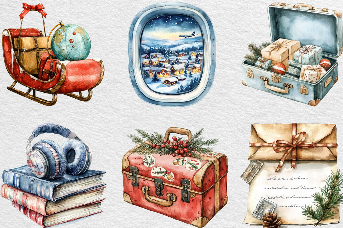 Christmas Travel Clipart, an Illustration by Black Bird Studio (Photo 6 of 6)