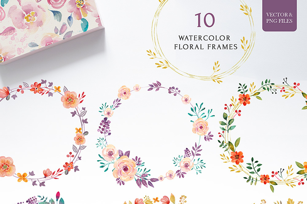 Floral set (vector& png files), an Illustration by SoNice (Photo 2 of 5)