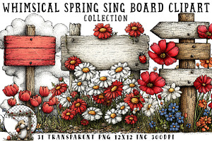 Whimsical Spring Sing Board Clipart, an Illustration by OK Design