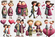 Quirky Valentine Day Couple Clipart, a Seasonal Illustration by Rose Art (Thumbnail 2 of 7)